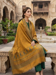 Wahaj Printed Shawl-Mustard