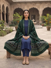 Wahaj Printed Shawl-Bottle Green