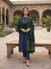 Wahaj Printed Shawl-Bottle Green
