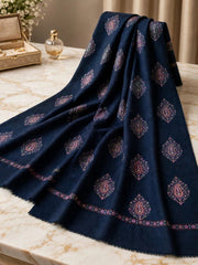 Murshid Embroidered Shawl-Navy Blue
