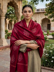 Murshid Embroidered Shawl-Crimson Red