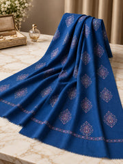 Murshid Embroidered Shawl-Steel Blue