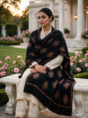Murshid Embroidered Shawl-Black