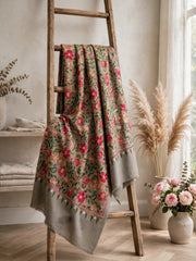 Heer Embroidered Shawl-Sage