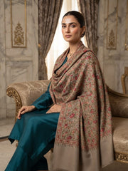 Heer Embroidered Shawl-Light Taupe