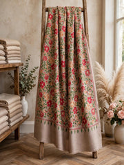 Heer Embroidered Shawl-Mushroom Brown