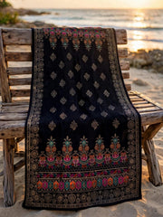 Velevt Block Print Shawl-Dark Purple
