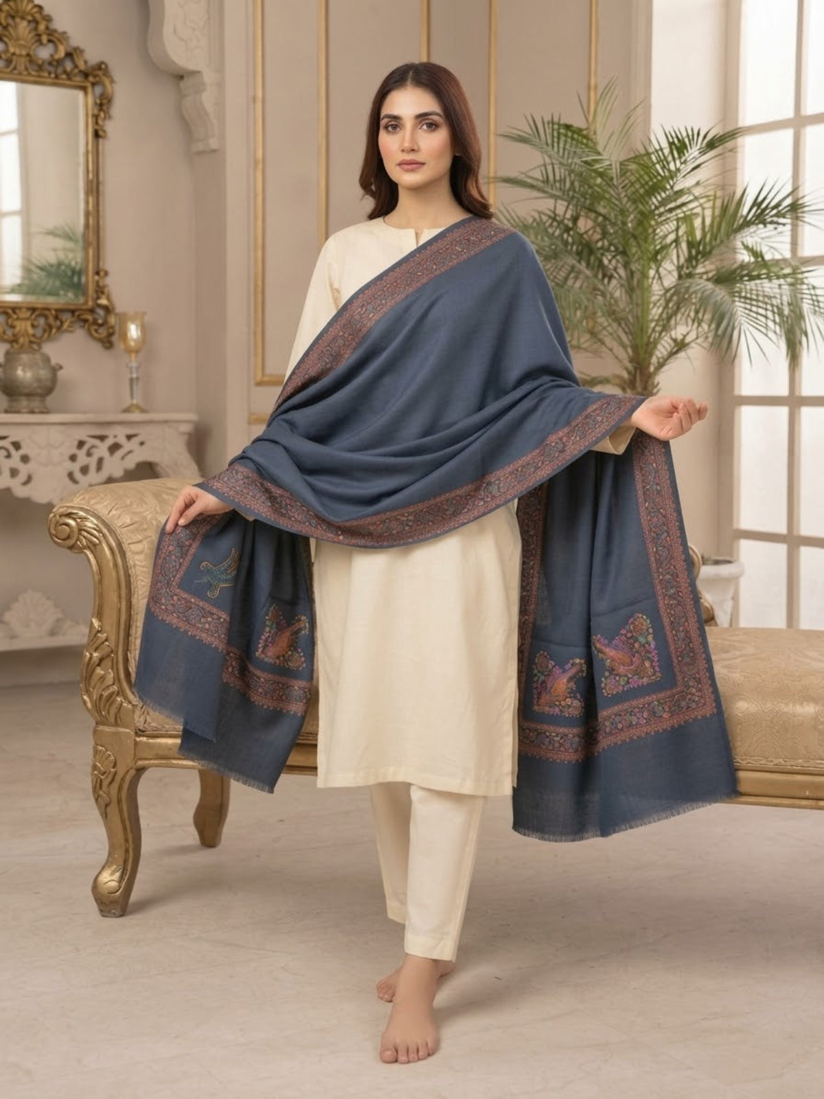 Alaya Handmade Shawl-Slate Grey