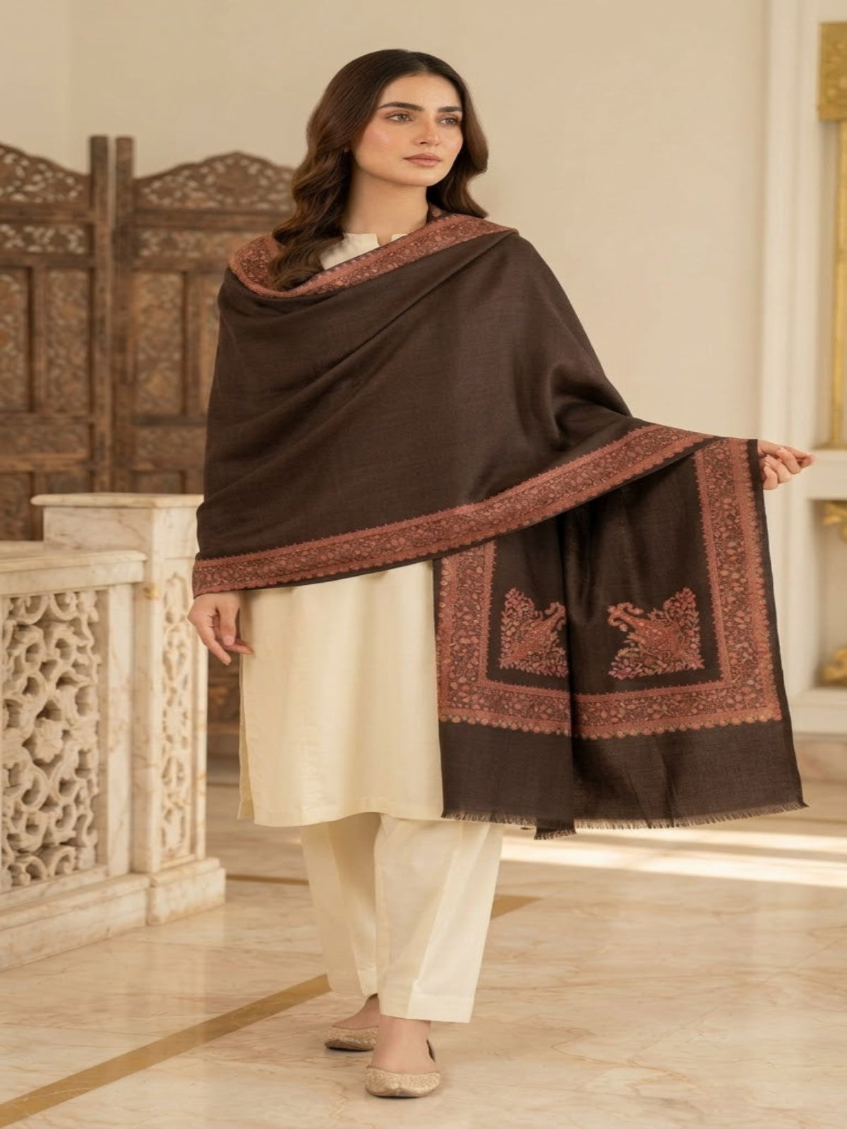 Alaya Handmade Shawl-Dark Brown