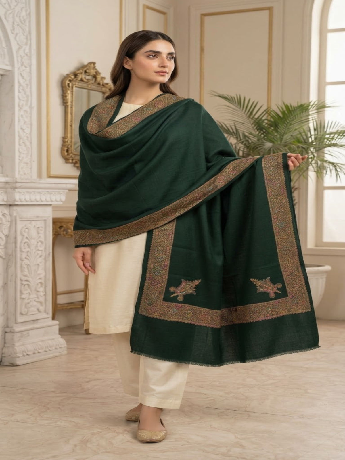 Alaya Handmade Shawl-Emerald Green