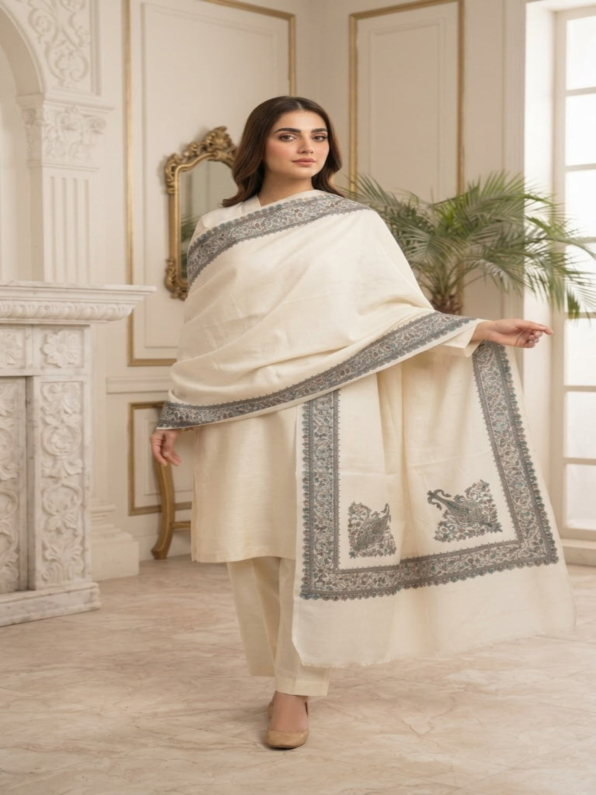 Alaya Handmade Shawl-Off White