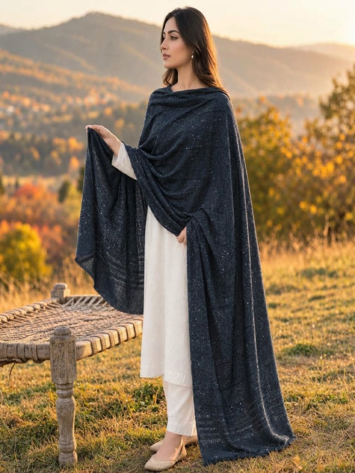 Petrol Blue-Moonlight Shawl