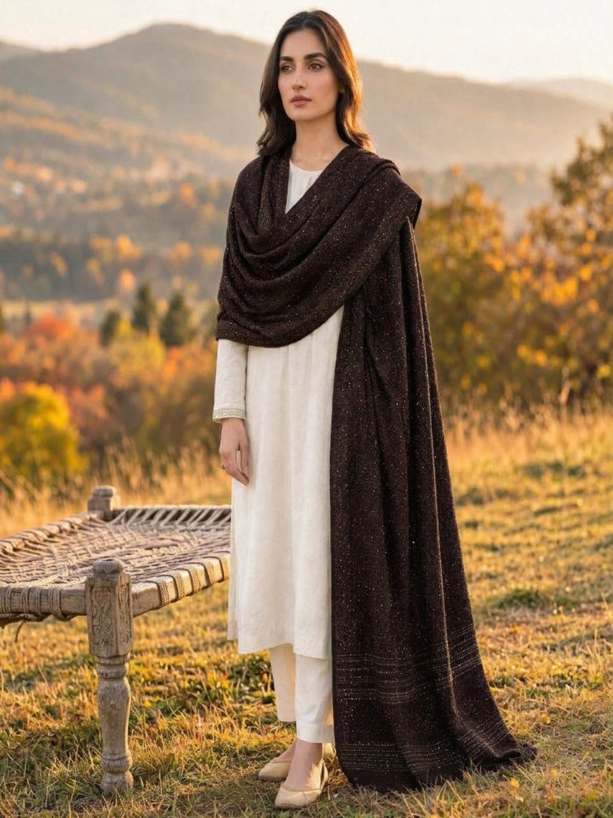 Dark Chocolate Brown-Moonlight Shawl