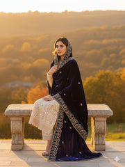 Lux Velvet Shawl-Navy