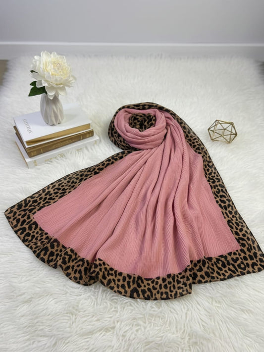 Leopard Wrap Hijab-Rose