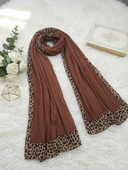 Leopard Wrap Hijab-Walnut