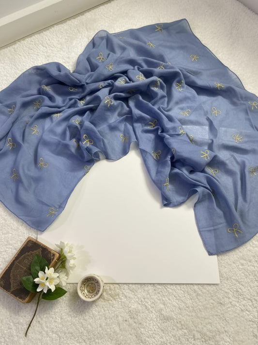 Bow Emb Hijab- Sky