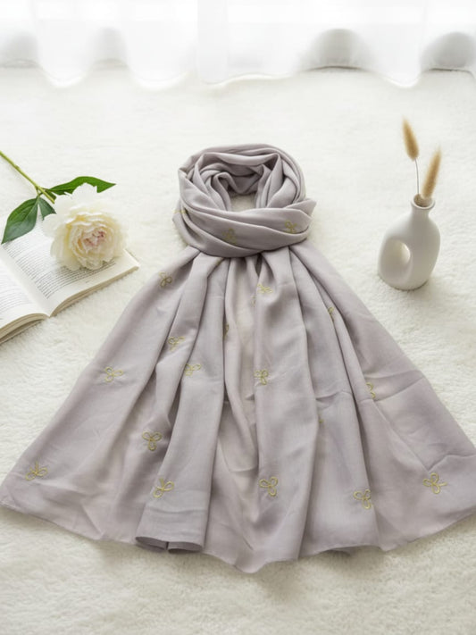 Bow Emb Hijab- Grey
