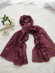 Bow Emb Hijab- Maroon