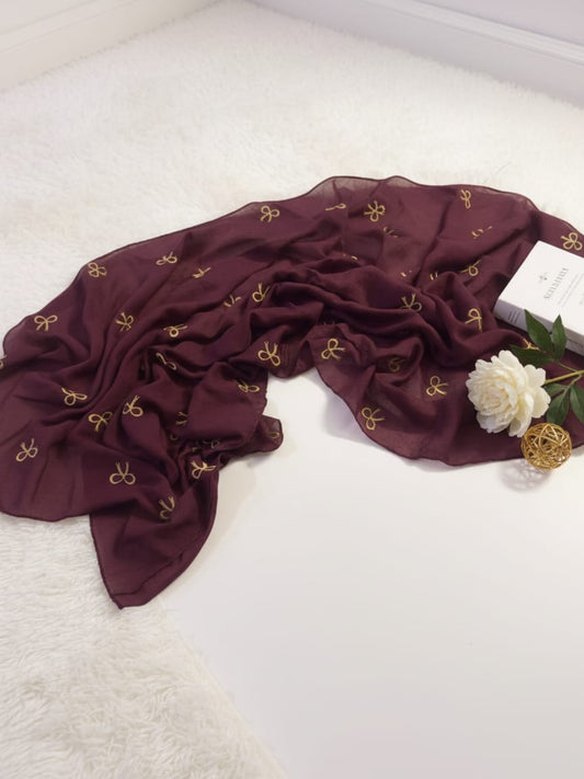 Bow Emb Hijab- Maroon
