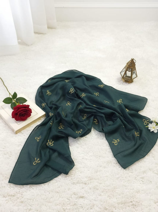 Bow Emb Hijab- Green