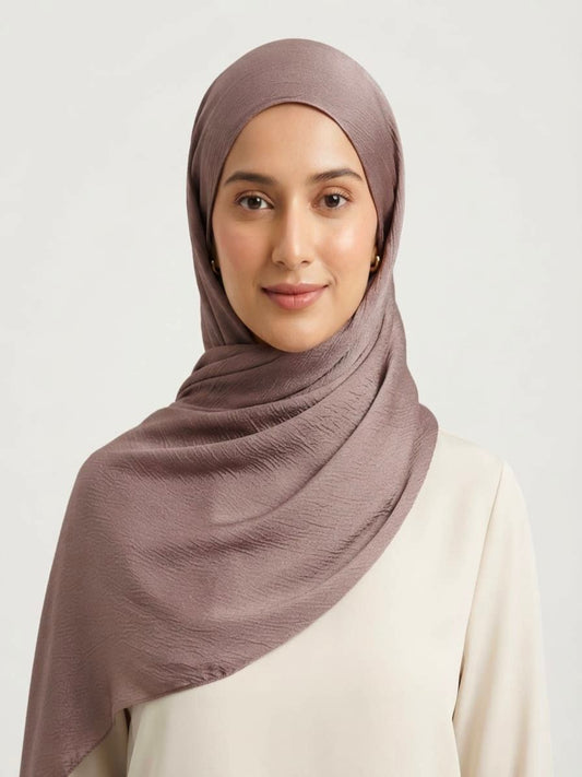 Luxury Crinkle Silk Hijab - BEAVER