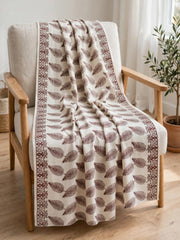 Leaf Silk Embroidered Shawl-Ivory