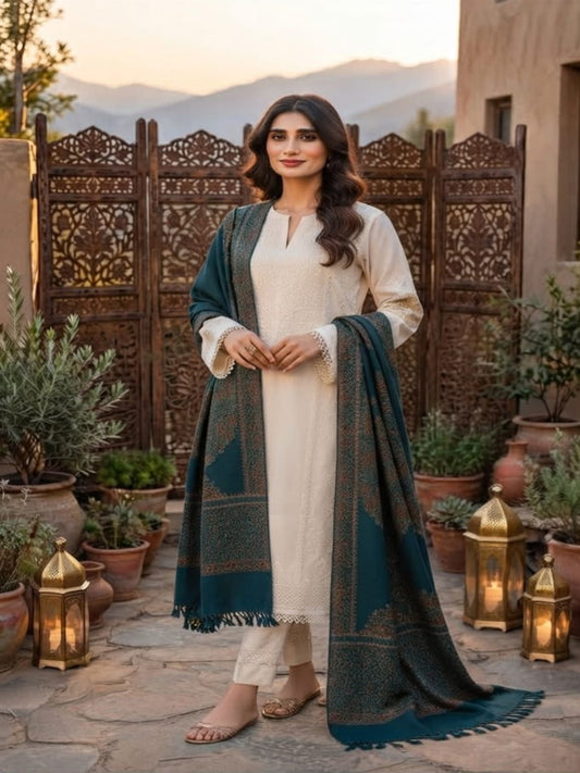 Nayab Handwork Shawl-Peacock