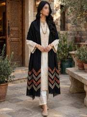 Saya Embroidered Shawl-Black