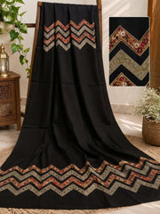 Saya Embroidered Shawl-Black