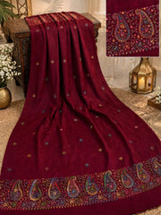 Taj Handwork Shawl-Maroon