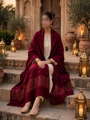 Taj Handwork Shawl-Maroon
