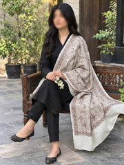 Gul e Silk Embroidered Shawl-Ivory