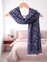 Flower Woolen Hijab Navy