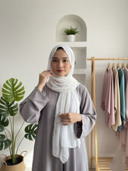 Embroide Floral Hijab WHITE