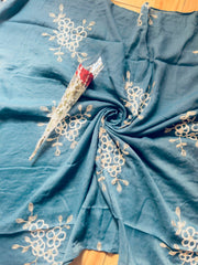 Embroide Floral Hijab SEA GREEN