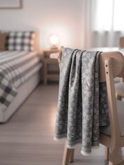 Flower Woolen Hijab Grey