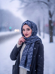 Flower Woolen Hijab Navy