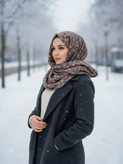 Flower Woolen Hijab Choco