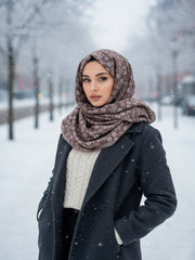 Flower Woolen Hijab Choco