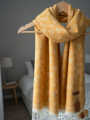Flower Woolen Hijab Mustard