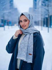 Flower Woolen Hijab Sky