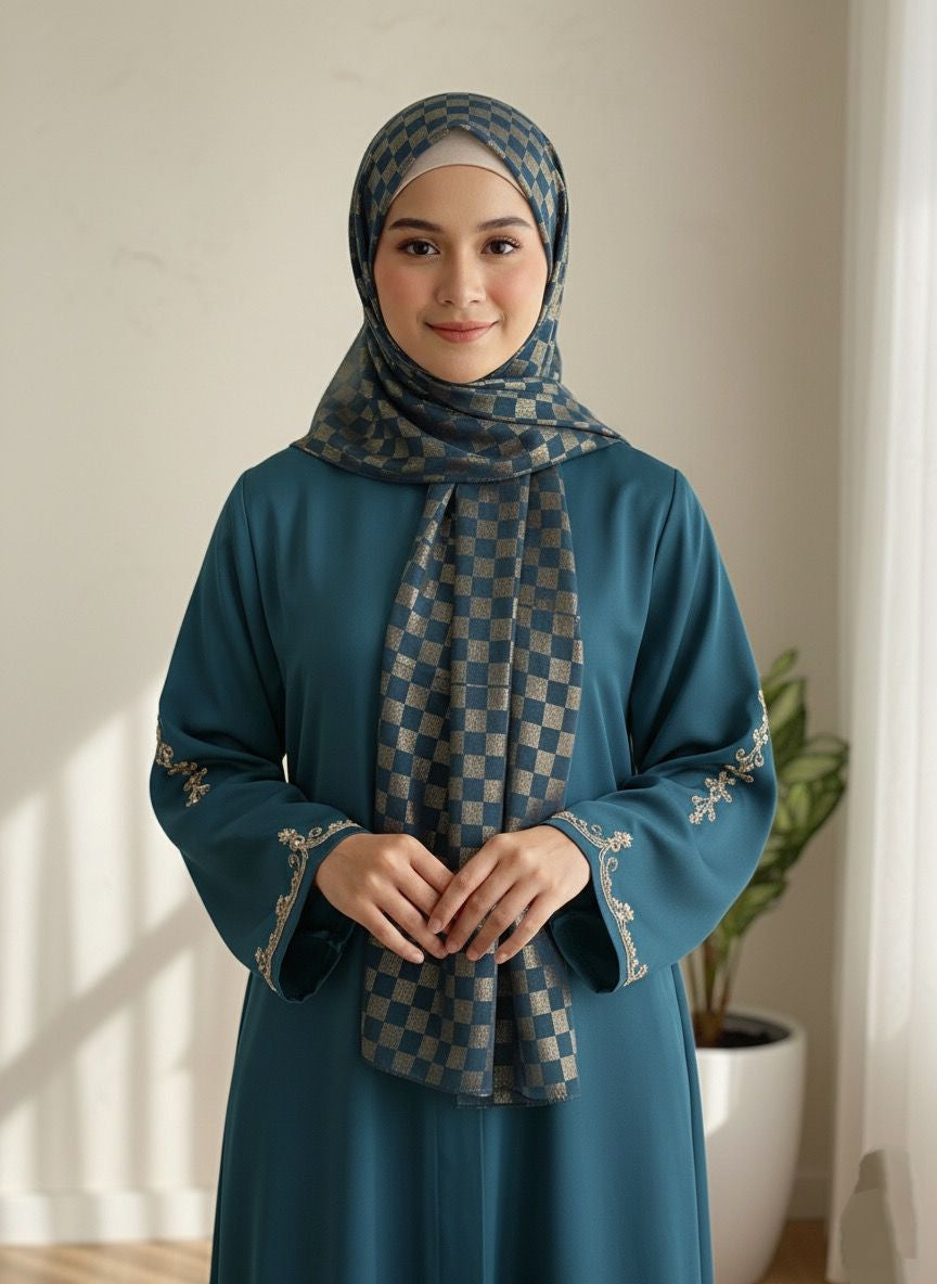 DAZZLE CHIFFON HIJAB- NAVYBLUE