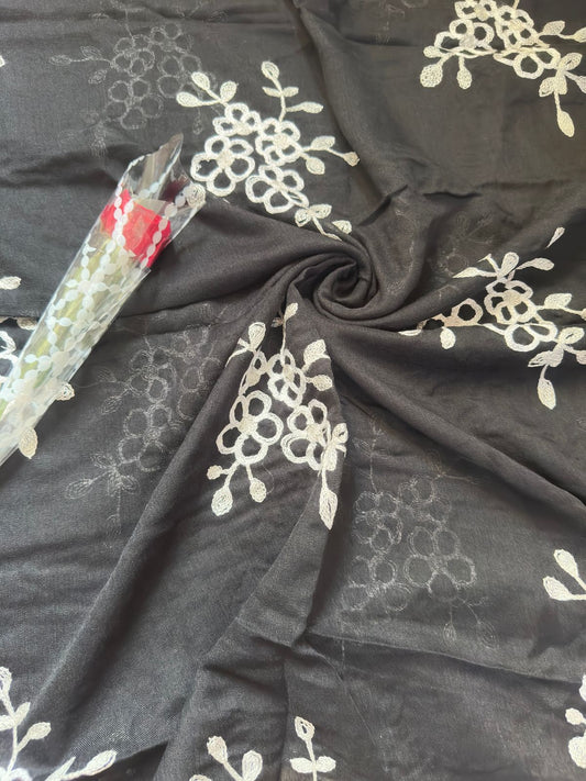 Embroide Floral Hijab BLACK