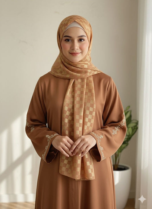 DAZZLE CHIFFON HIJAB-BROWN