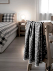 Flower Woolen Hijab Black