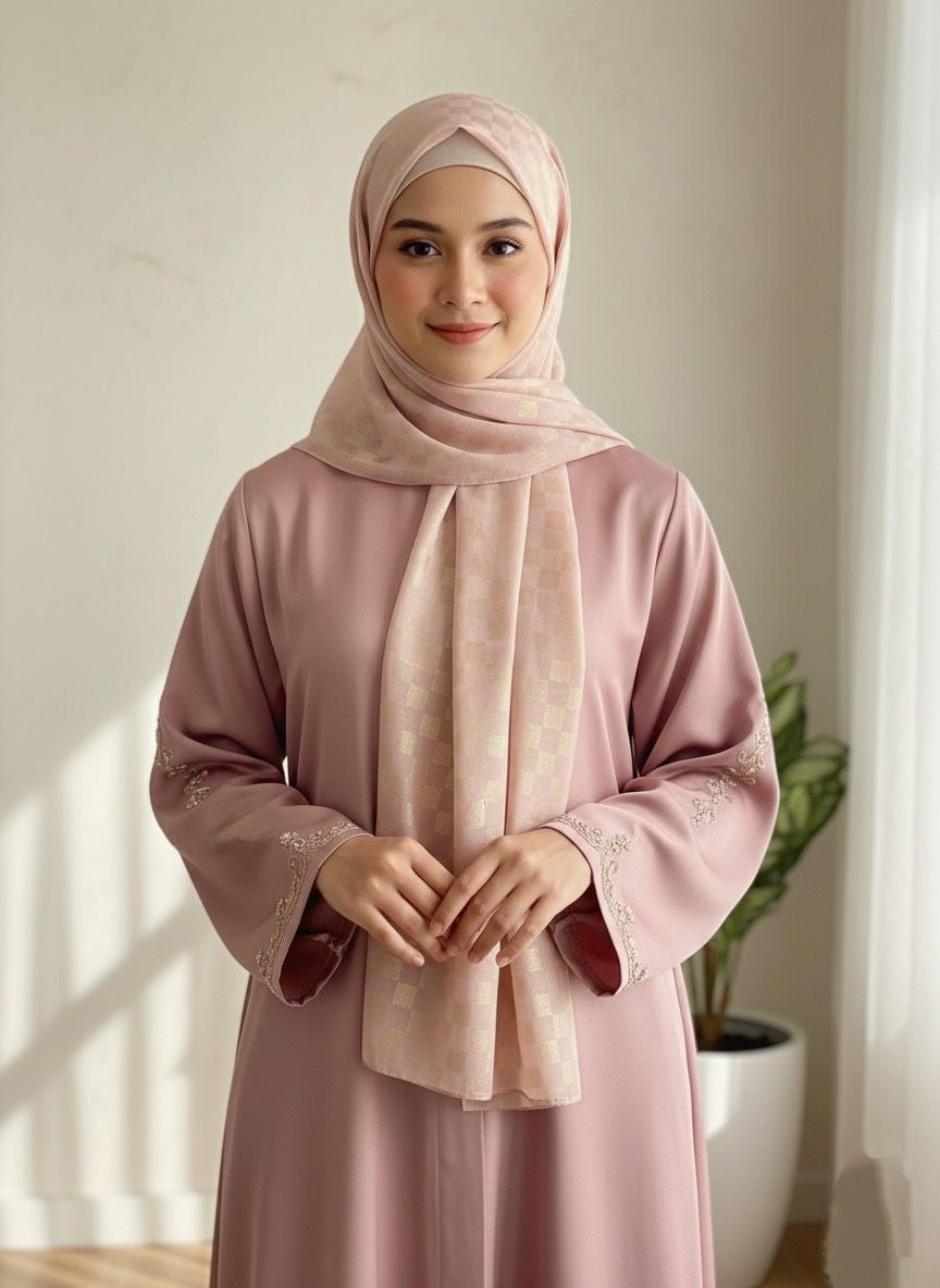 DAZZLE CHIFFON HIJAB-PEACHY PINK