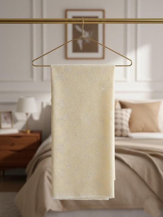 Flower Woolen Hijab Cream