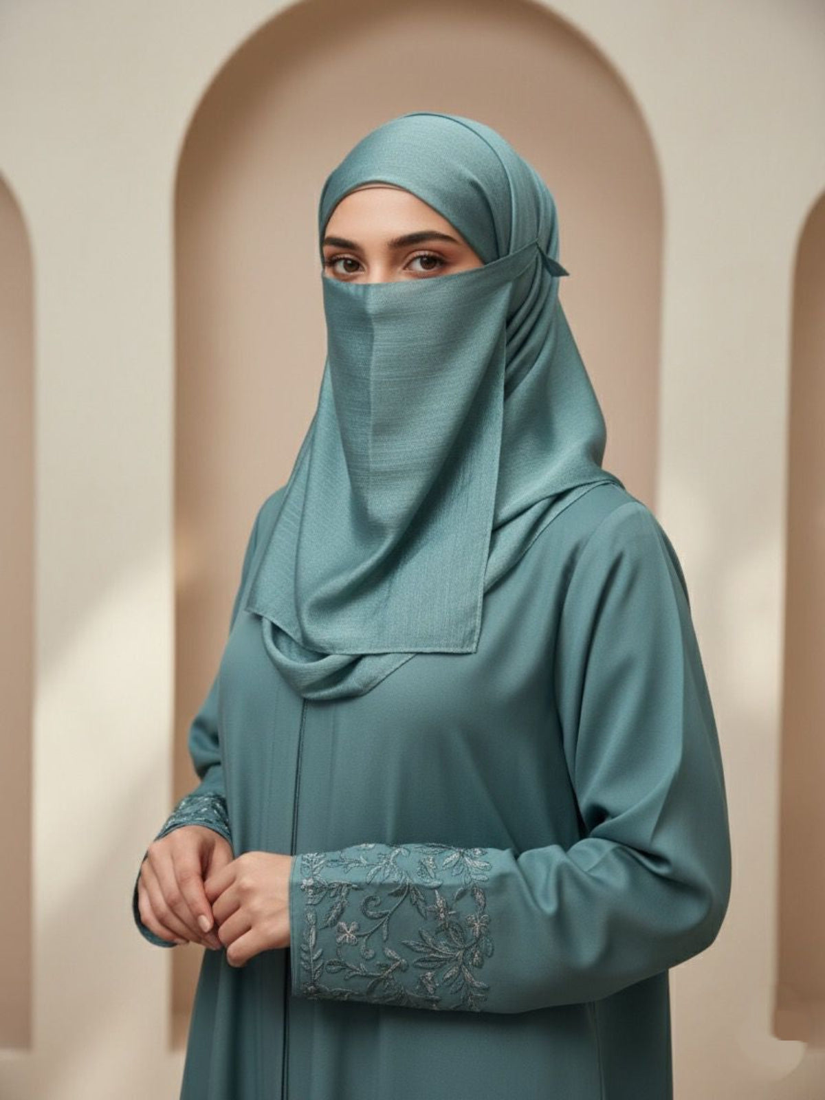 Crinkle Silk Hijab Niqab Set